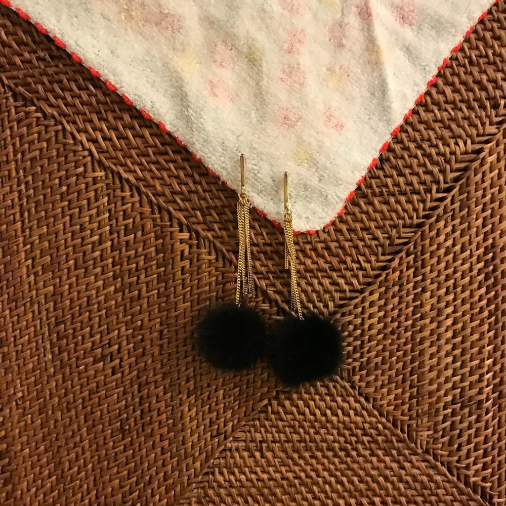 Black fluffy earring